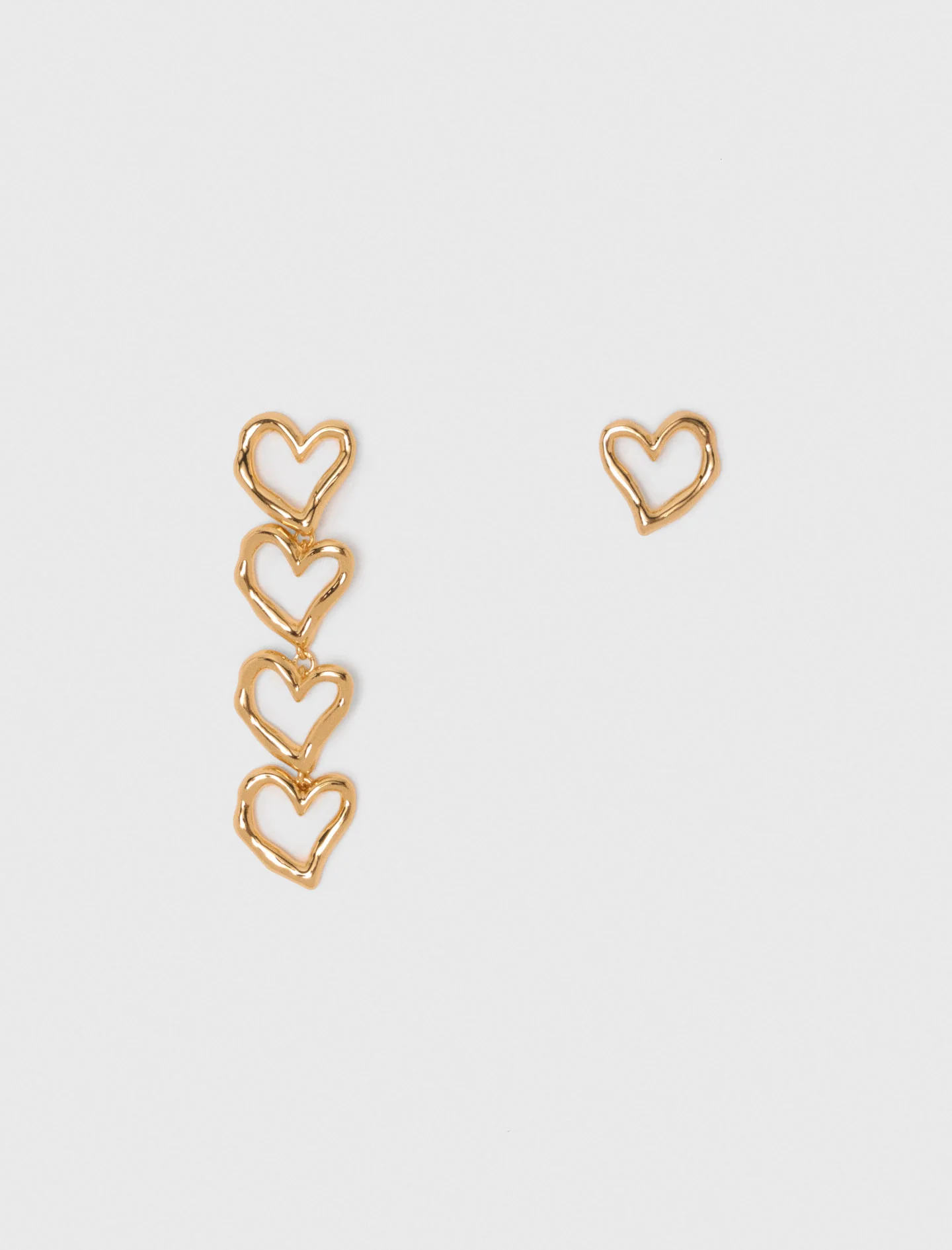 Asymmetric heart earrings Light Gold - Image 6
