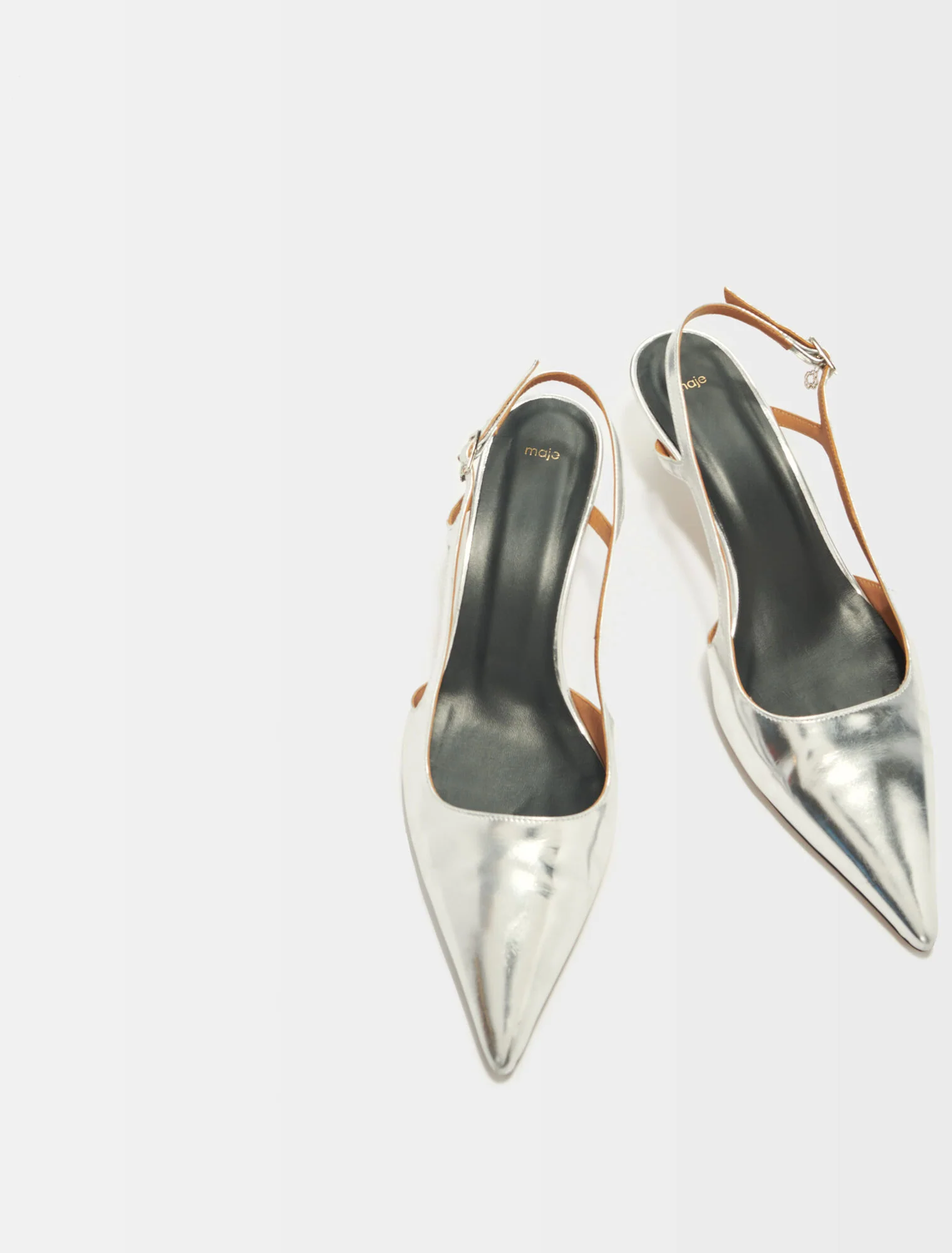 Silver leather strappy heels Silver - Image 5