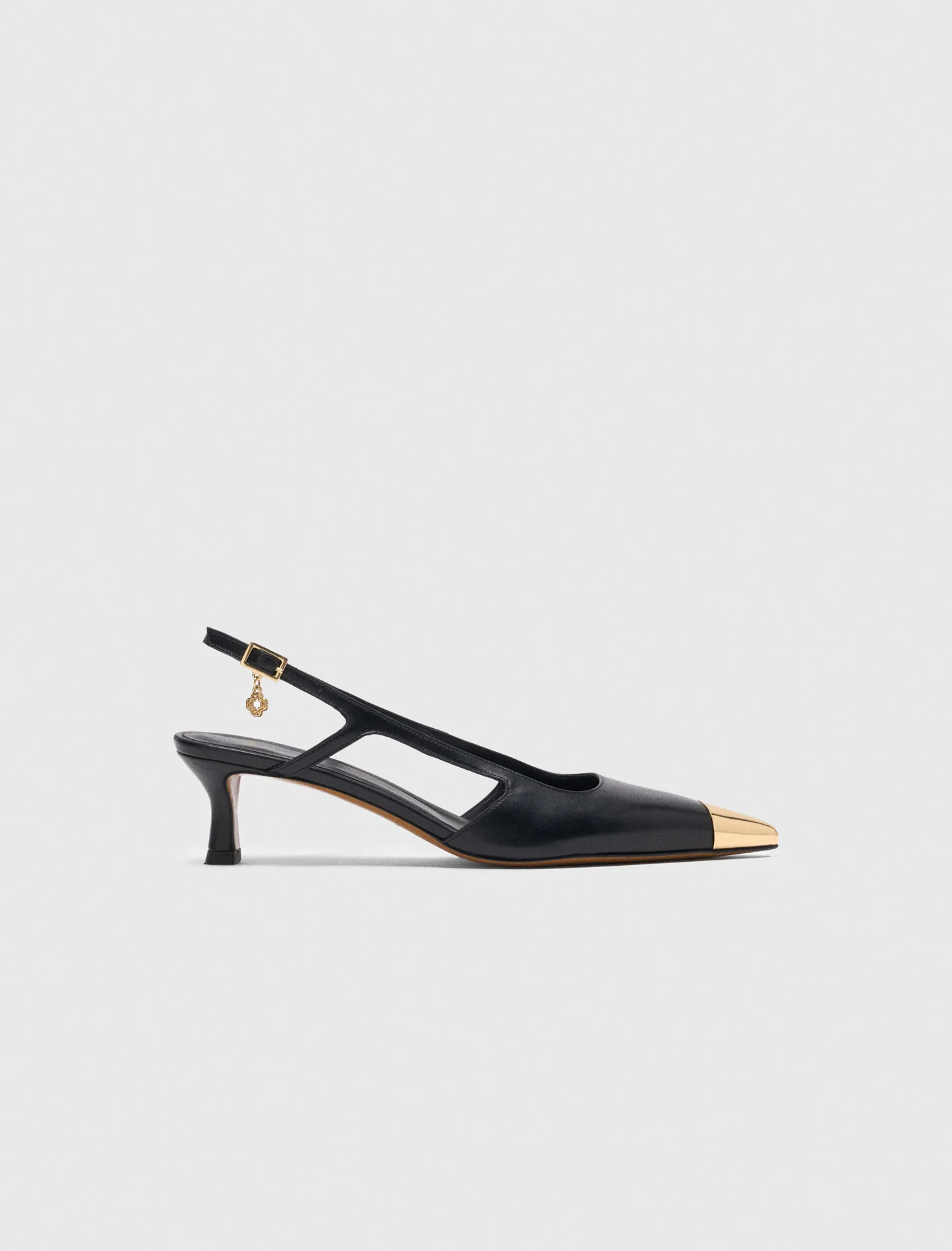 Smooth leather slingback pumps Black - Image 8
