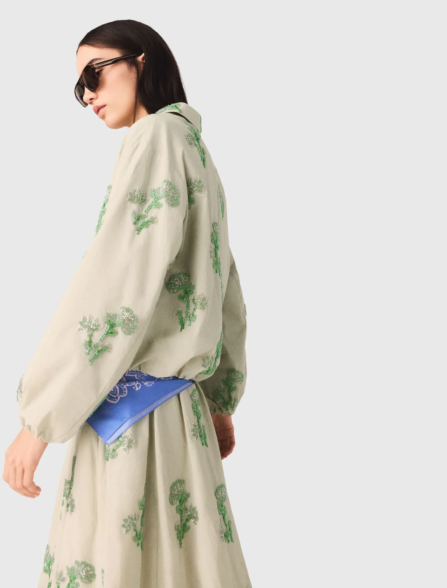 Embroidered Technical Bomber Jacket Beige - Image 2