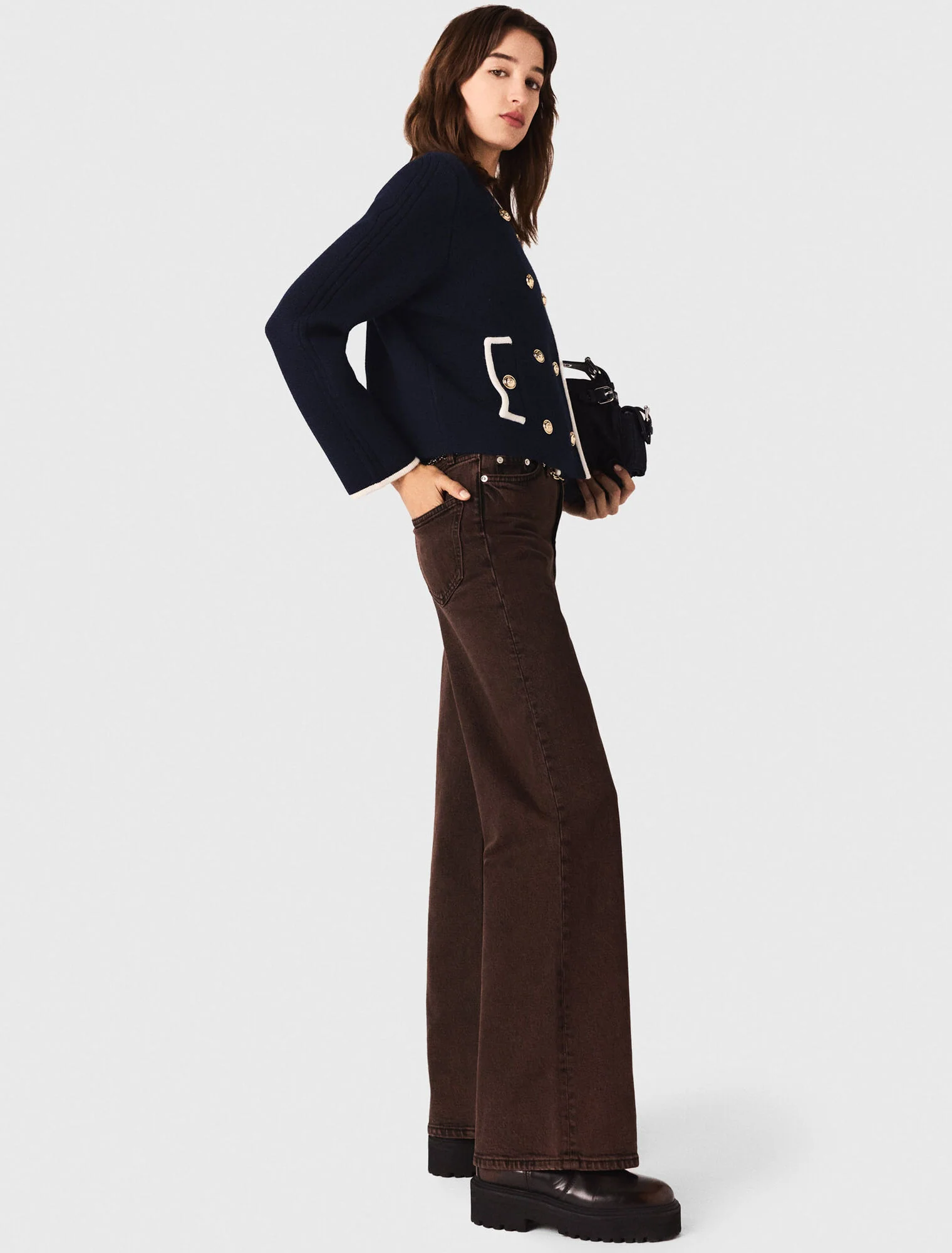 Structured knit jacket Navy - Image 2