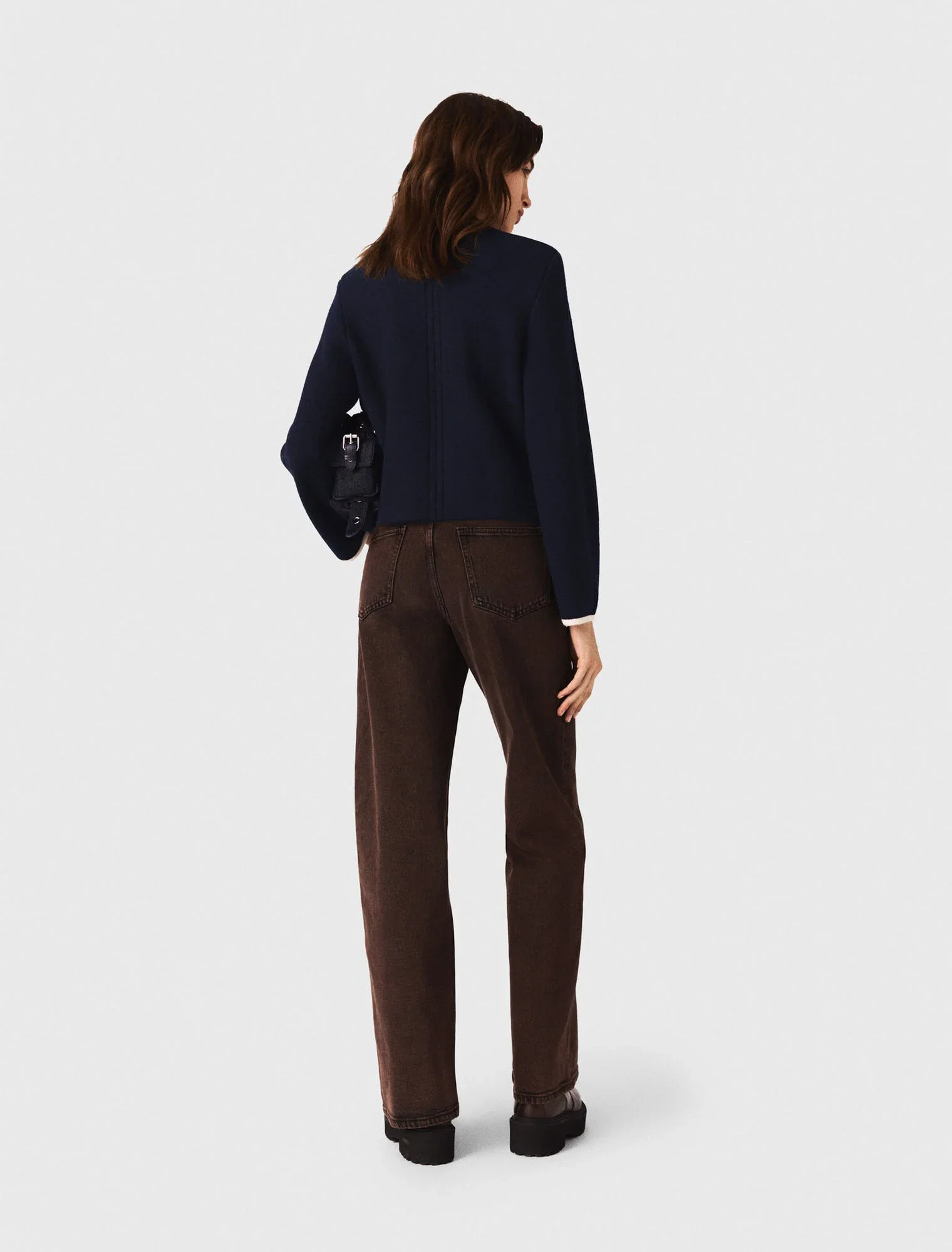 Structured knit jacket Navy - Image 3