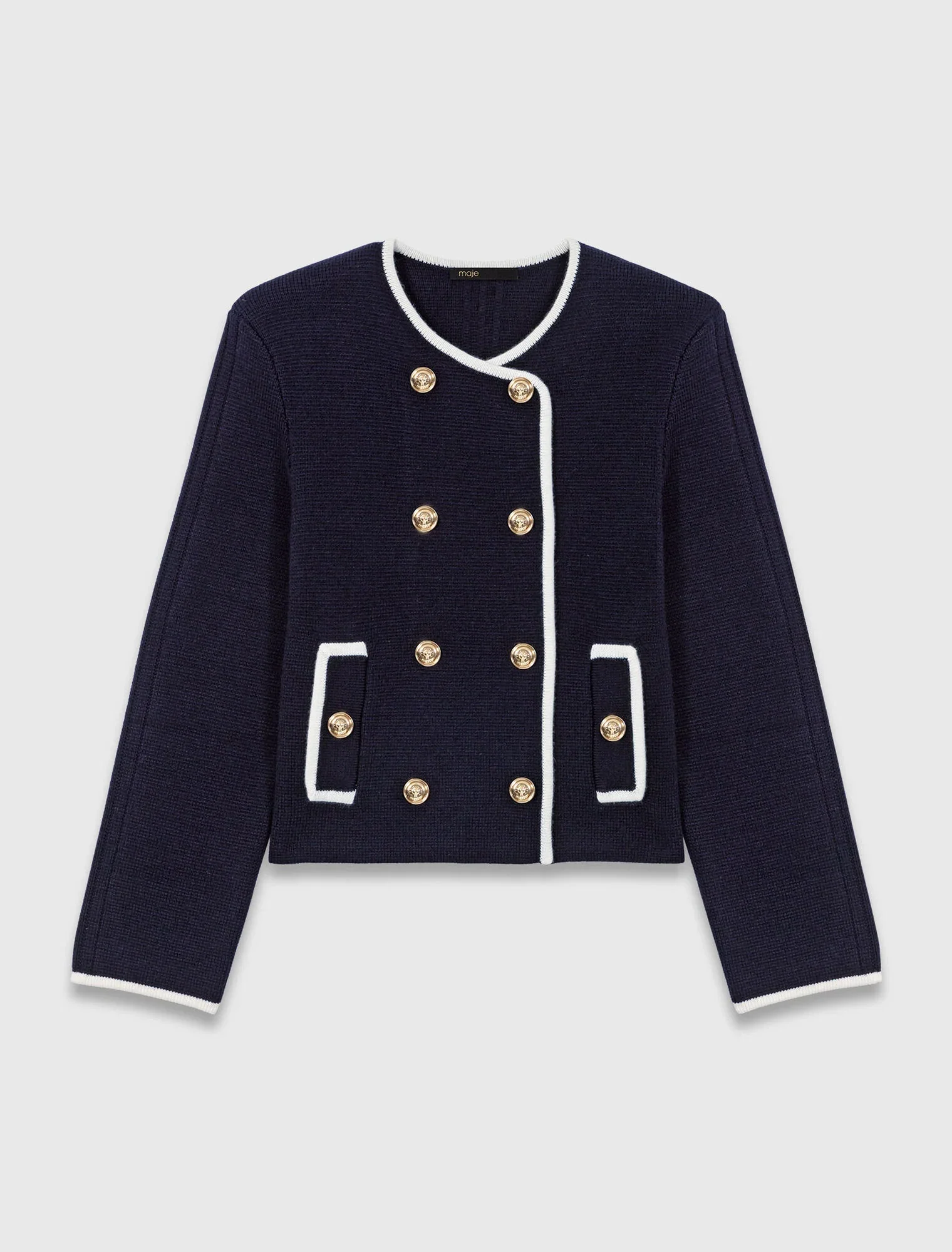 Structured knit jacket Navy - Image 7
