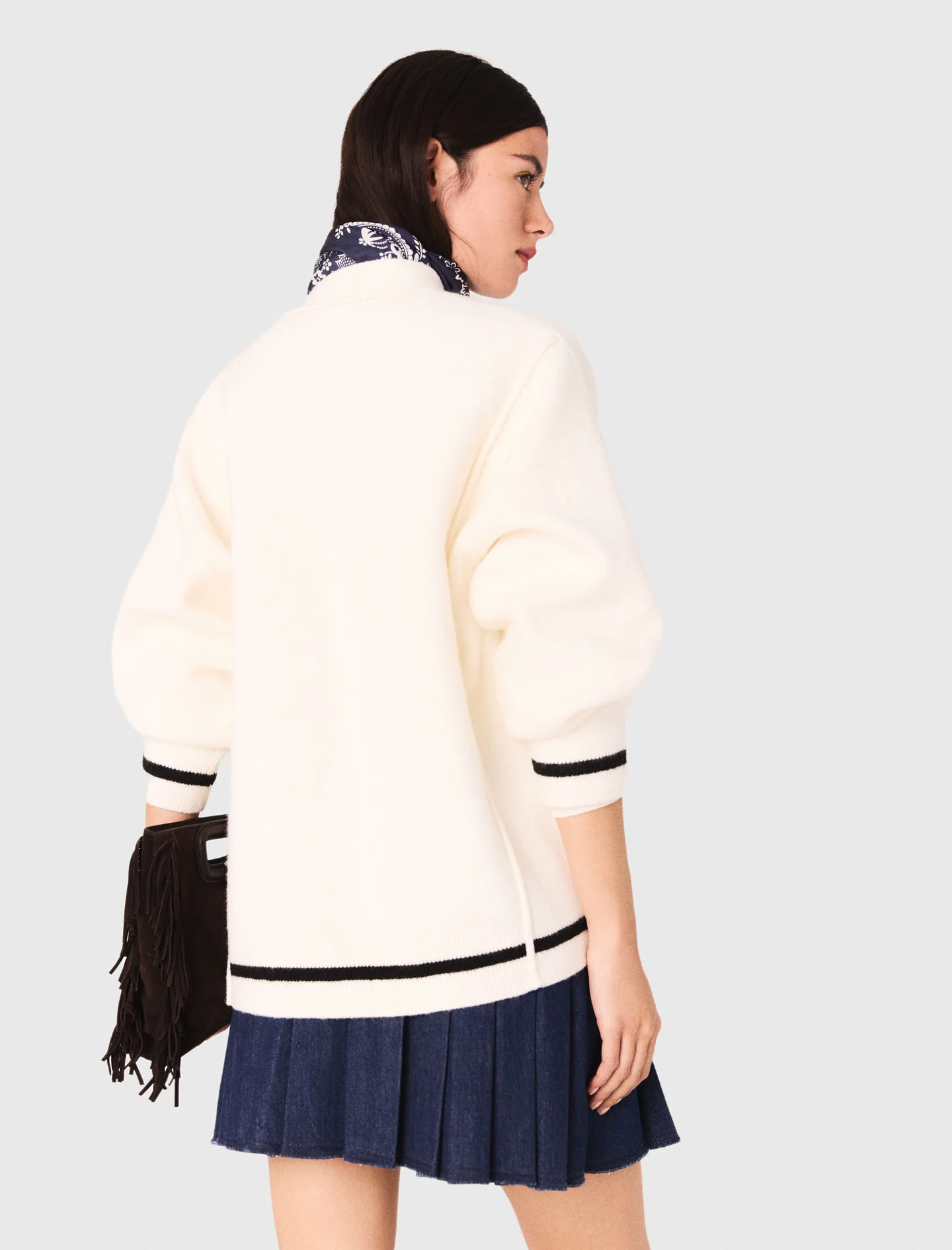 Long cardigan with embroidery Ecru - Image 6