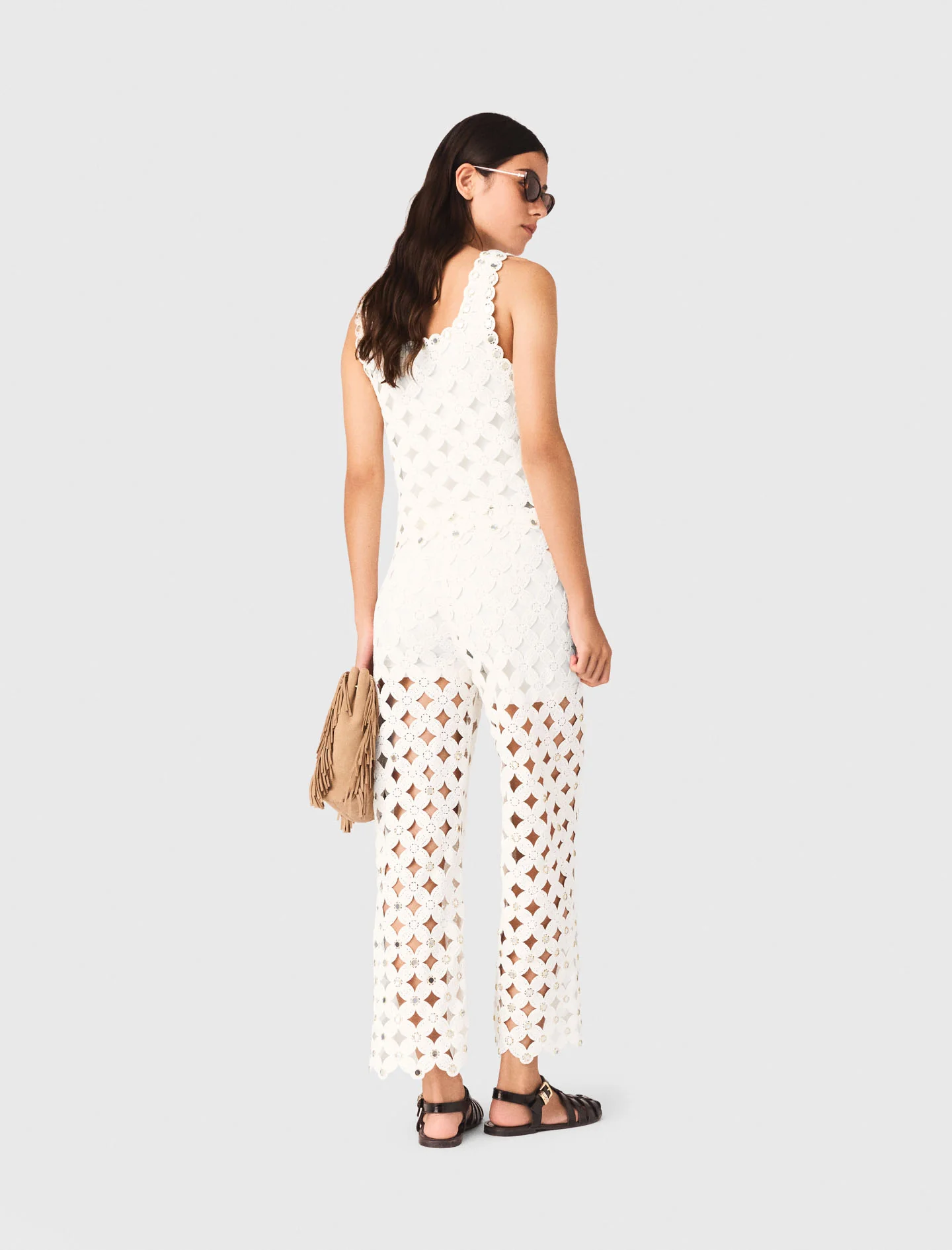 Crochet Trousers With Mirrors White - Image 4