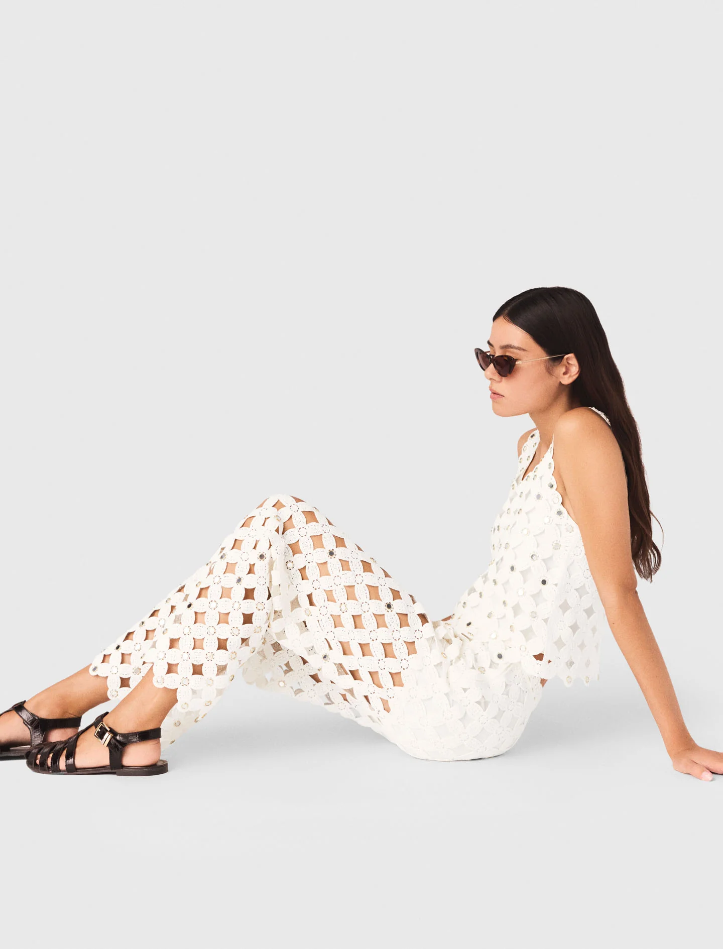 Crochet Trousers With Mirrors White - Image 5
