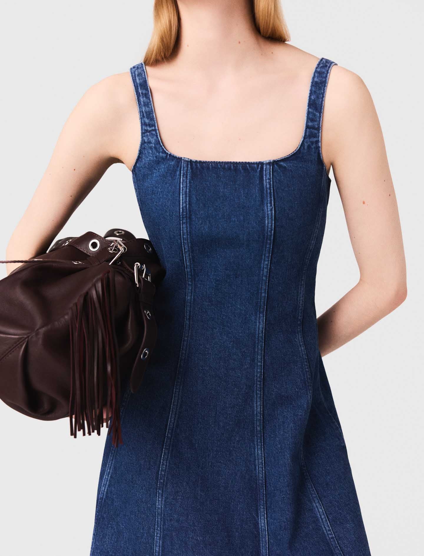 Long denim babydoll dress Denim Blue - Image 4